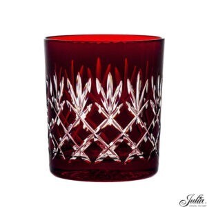 czerwona kryształowa szklanka ze szlifem