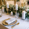 dekoracja stołu weselnego złoto i biel